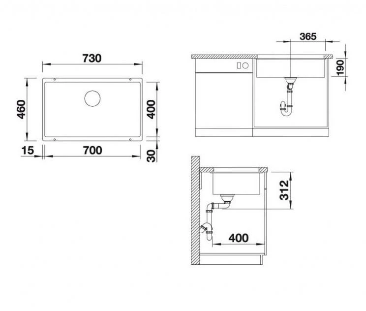 Blanco Subline 700 - Fregadero De Silgranite, 730x460 Mm, Antracita 523442 4 Blanco Subline 700 - Fregadero De Silgranite, 730x460 Mm, Antracita 523442 - Imagen 2