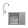 Franke Conjuntos De Cocina - Conjunto De Cocina G165, Fregadero De Fragranite MRG 611-62 Y Grifo FP 0408.031, Roca Gris/cromo 114.0587.927