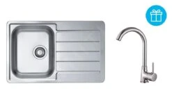 Alveus Conjuntos De Cocina - Conjunto De Fregadero Line 80, Grifo Karina + Regalo, Cromo SETA273