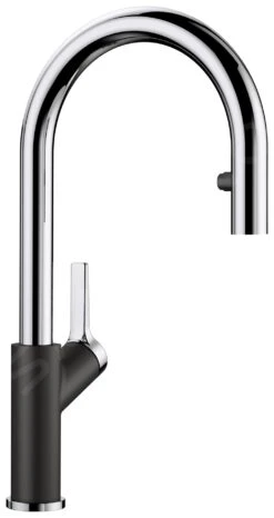 Blanco Carena S - Grifo De Fregadero Con Ducha Extraíble, Negro/cromo 526172