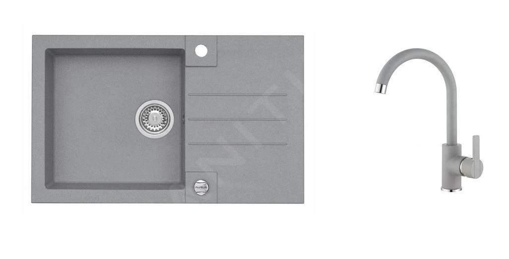 Alveus Conjuntos De Cocina - Conjunto De Fregadero Rock 130 Y Grifo Tonia, Concrete SETA067 3 Alveus Conjuntos De Cocina - Conjunto De Fregadero Rock 130 Y Grifo Tonia, Concrete SETA067