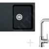 Franke Conjuntos De Cocina - Conjunto De Cocina T32, Fregadero De Tectonite OID 611-78, Negro + Grifo FN 0147, Cromo 114.0366.065