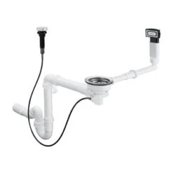 Hansgrohe Juegos De Desagüe - Conjunto De Desagüe Automático Con Rebosadero Para Fregadero De Un Seno De Granito, Cromo 43937000