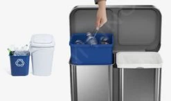 Simplehuman Cubos De Basura - Cubo De Basura Para Residuos Clasificados, Con Bolsillo Para Bolsas, 58 L, Acero Inoxidable Cepillado CW2025 -Franke Shop 416360b22bc3fe65656a1e38