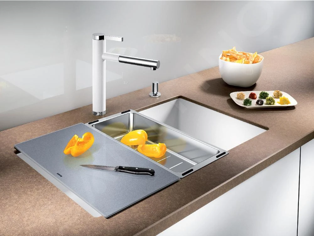 Blanco Accesorios - Tabla De Cortar Para Fregadero, Cristal Plateado 227697 7 Blanco Accesorios - Tabla De Cortar Para Fregadero, Cristal Plateado 227697 - Imagen 5
