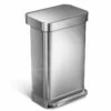 Simplehuman Cubos De Basura - Cubo De Basura Con Bolsillo Para Bolsas, 45 L, Acero Inoxidable Cepillado CW2024