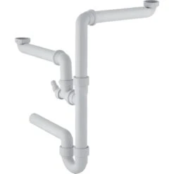 Geberit Accesorios - Tapón De Olores Para Fregadero Doble, Con Manguera Angular, Salida Horizontal, D 40 Mm 152.886.11.1