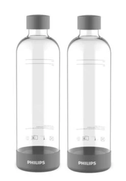 Philips GoZero - Botella Para Máquina Para Hacer Agua Con Gas, 2 Uds, Capacidad De 1 L, Plástico/gris ADD911GR/10
