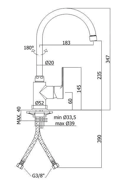 Paffoni Blu - Grifo De Fregadero, Cromo BLU180CR 4 Paffoni Blu - Grifo De Fregadero, Cromo BLU180CR - Imagen 2