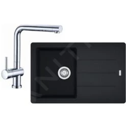 Franke Conjuntos De Cocina - Conjunto De Cocina G97, Fregadero De Granito BFG 611-78, ónix + Grifo SAMOA, Cromo 114.0439.152