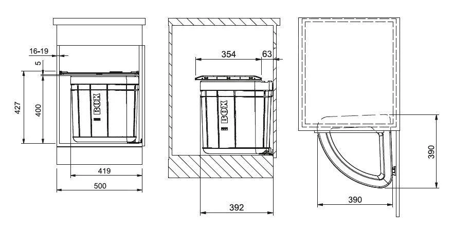Franke Sortery - Cubo De Basura Integrado Solo 50 Mm, Negro 121.0307.568 4 Franke Sortery - Cubo De Basura Integrado Solo 50 Mm, Negro 121.0307.568 - Imagen 2