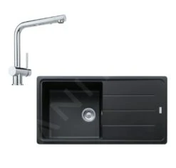 Franke Conjuntos De Cocina - Conjunto De Cocina G135, Fregadero De Fragranite BFG 611 Y Grifo Samoa, Onyx/cromo 114.0510.325