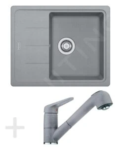 Franke Conjuntos De Cocina - Conjunto De Cocina G55, Fregadero De Granito BFG 611-62, Piedra Gris + Grifo FG 9547, Piedra Gris 114.0323.821