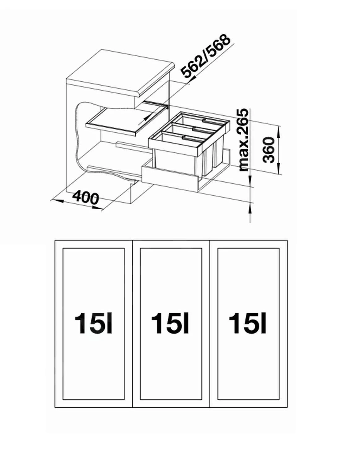Blanco Flexon II - Cubo De Basura Extraíble, Con Separación, Capacidad 45 L 521472 4 Blanco Flexon II - Cubo De Basura Extraíble, Con Separación, Capacidad 45 L 521472 - Imagen 2