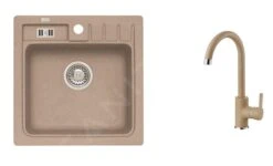 Alveus Conjuntos De Cocina - Conjunto De Fregadero Niagara 20 Y Grifo Tonia, Beige SETA102