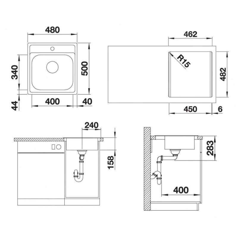 Blanco Dana - Fregadero, 480x500 Mm, Acero Inoxidable 525322 4 Blanco Dana - Fregadero, 480x500 Mm, Acero Inoxidable 525322 - Imagen 2