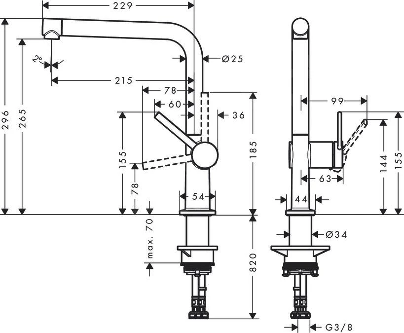 Hansgrohe M54 - Grifo De Fregadero Talis, Aspecto De Acero Inoxidable 72840800 4 Hansgrohe M54 - Grifo De Fregadero Talis, Aspecto De Acero Inoxidable 72840800 - Imagen 2