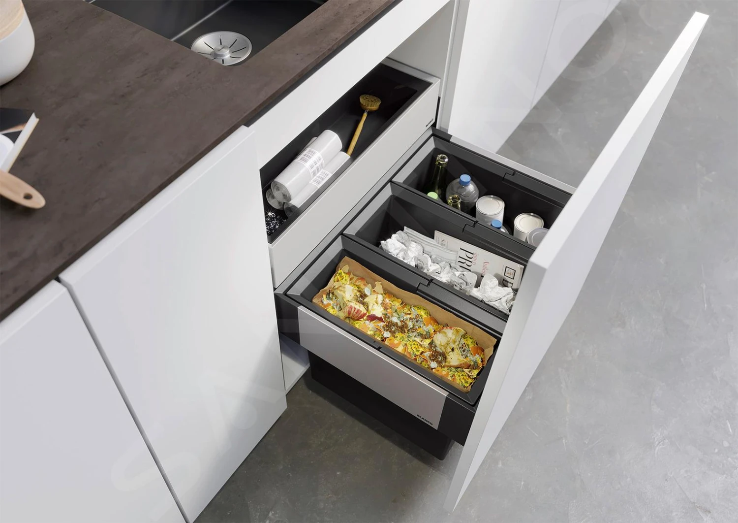 Blanco Select - Cubo De Basura Empotrado, Con Compartimento, 45 L 526209 6 Blanco Select - Cubo De Basura Empotrado, Con Compartimento, 45 L 526209 - Imagen 4