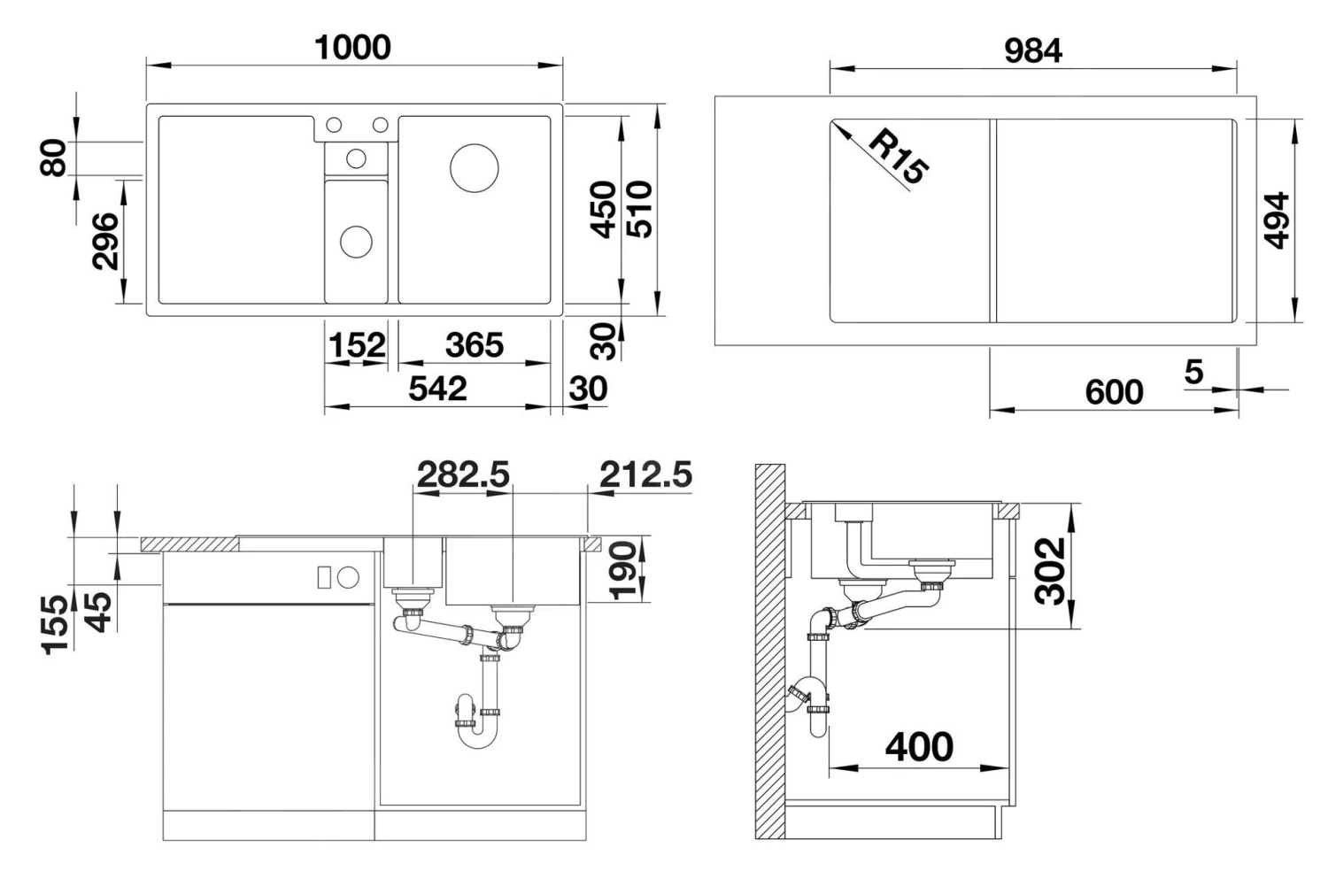 Blanco Collectis 6 - Fregadero De Silgranite, 1000x510 Mm, Con Control De Desagüe Y Con Accesorios, Blanco 523348 4 Blanco Collectis 6 - Fregadero De Silgranite, 1000x510 Mm, Con Control De Desagüe Y Con Accesorios, Blanco 523348 - Imagen 2