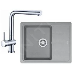 Franke Conjuntos De Cocina - Conjunto De Cocina G95, Fregadero De Fragranite BFG 611-62 + Grifo SAMOA, Piedra Gris/cromo 114.0438.987